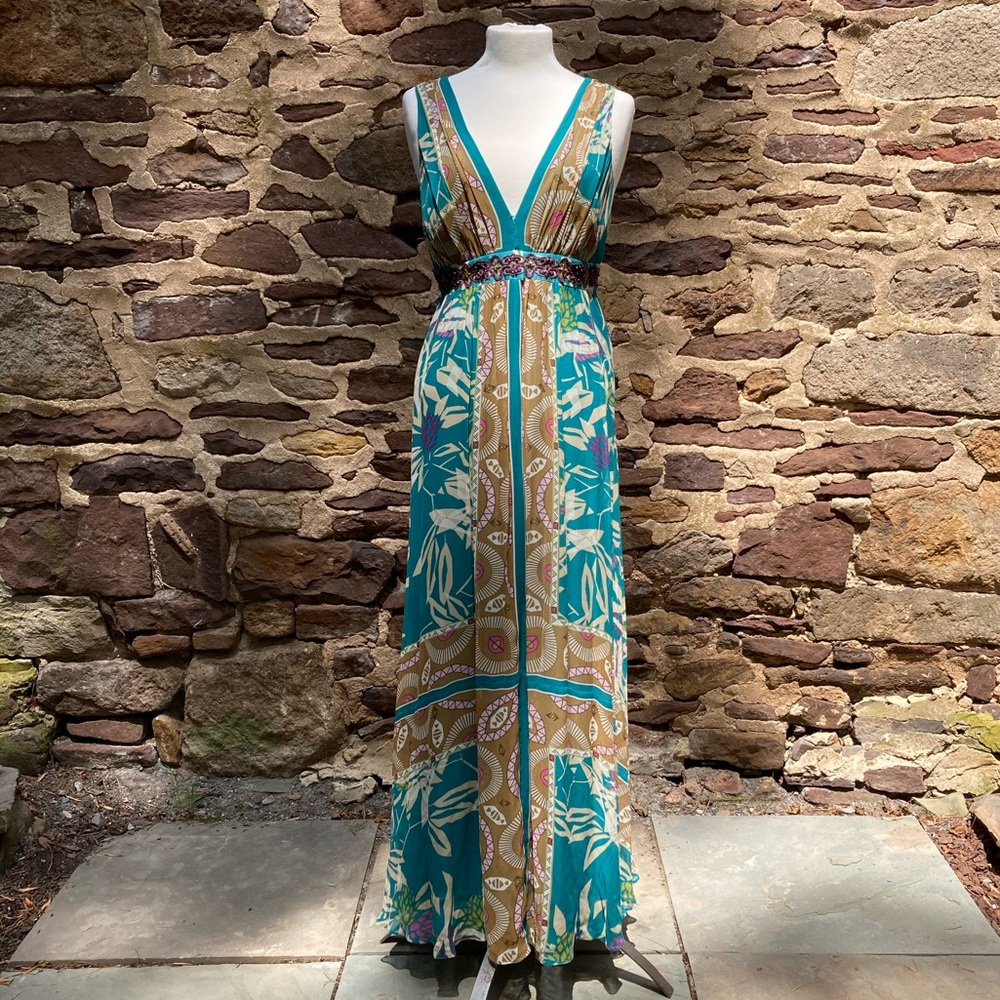 Nicole Miller silk empire waist dress